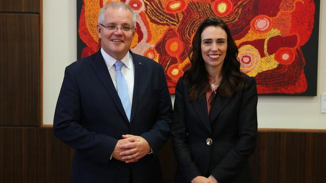 Australian Prime Minister Scott Morrison with  New Zealand Prime Minister Jacinda Ardern  at the CPO in Melbourne on July 19, 2019. Picture: Adam Taylor