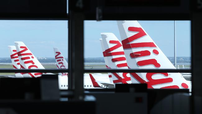 A deserted Virgin Australia terminal at Sydney Airport. Picture: John Feder