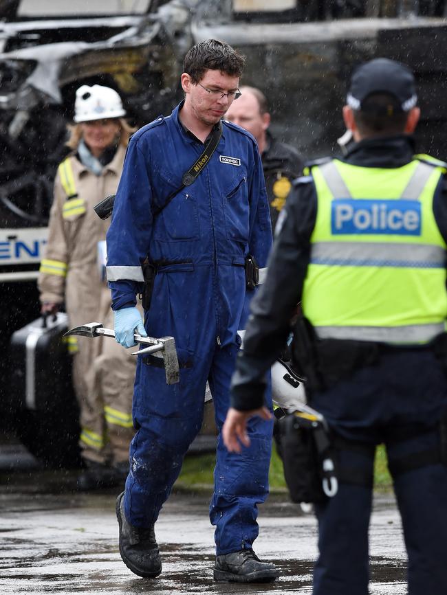 A fire all but destroyed a Rebels factory in Dandenong South. Picture: Steve Tanner