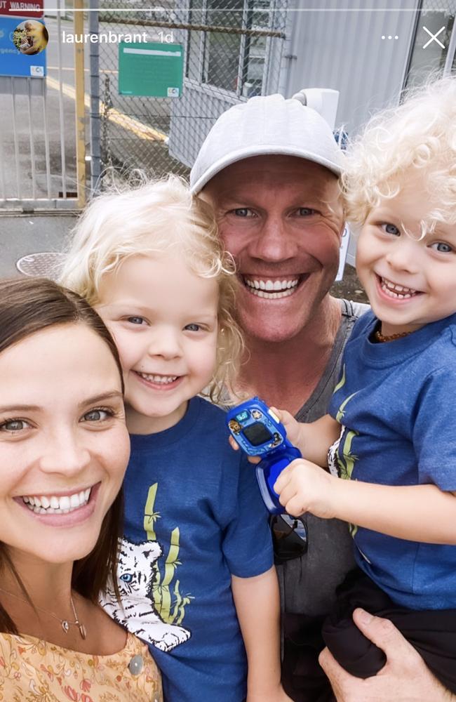 Lauren Brant, Barry Hall and their two young children. Picture: Instagram