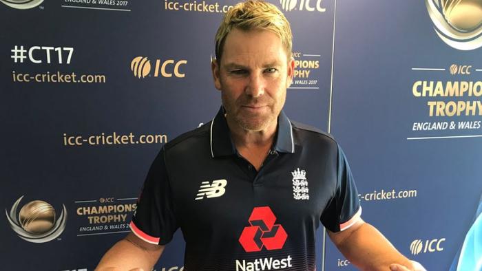 Shane Warne had to wear an England jersey after losing a bet to India's Sourav Ganguly.