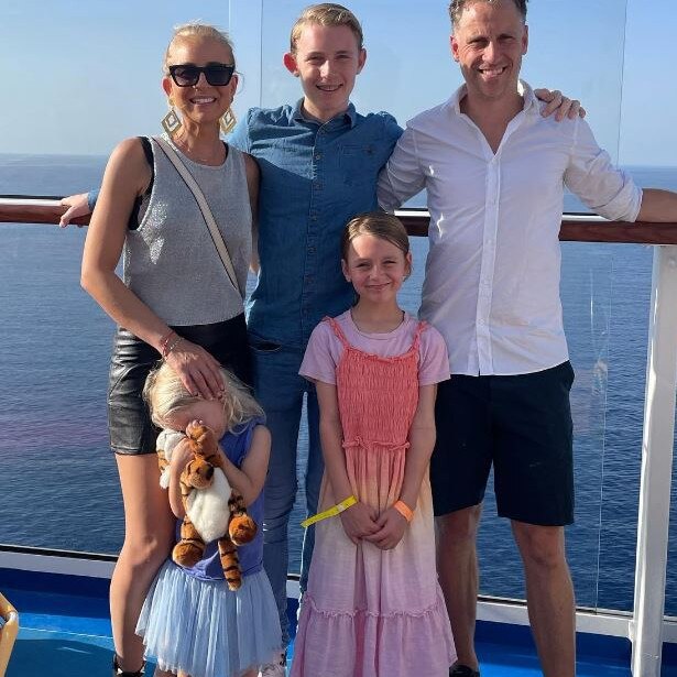 Carrie Bickmore and Chris Walker, pictured with their kids in happier times. Picture: Instagram