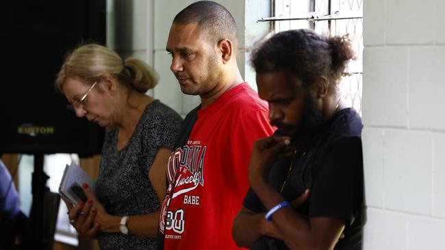 Family member Dion Bermister attended a community meeting held at the Marreba Community Church Fellowship on Sunday. A man was shot dead by Queensland Police officers at a home on Love Street, Mareeba, on Saturday afternoon. Picture: Brendan Radke