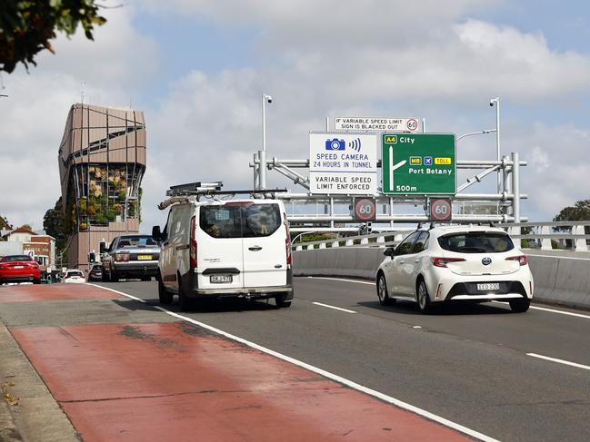 DAILY TELEGRAPH 27TH NOVEMBER 2023Pictured is signage at the start on the new Rozelle Interchange on Victoria Road.The word TOLL on the signage led to motorists avoiding the free tunnel linking the Iron Cove Bridge and the Anzac Bridge, which bypasses Victoria Road, resulting in a huge traffic queue.Picture: Richard Dobson