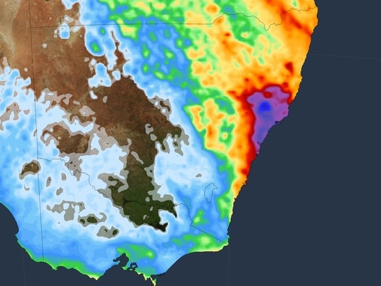 A period of intense rain and damaging winds will hit parts of eastern NSW early next week, with flooding likely in some parts of the state. 7  day precipitation . Picture: Weatherzone