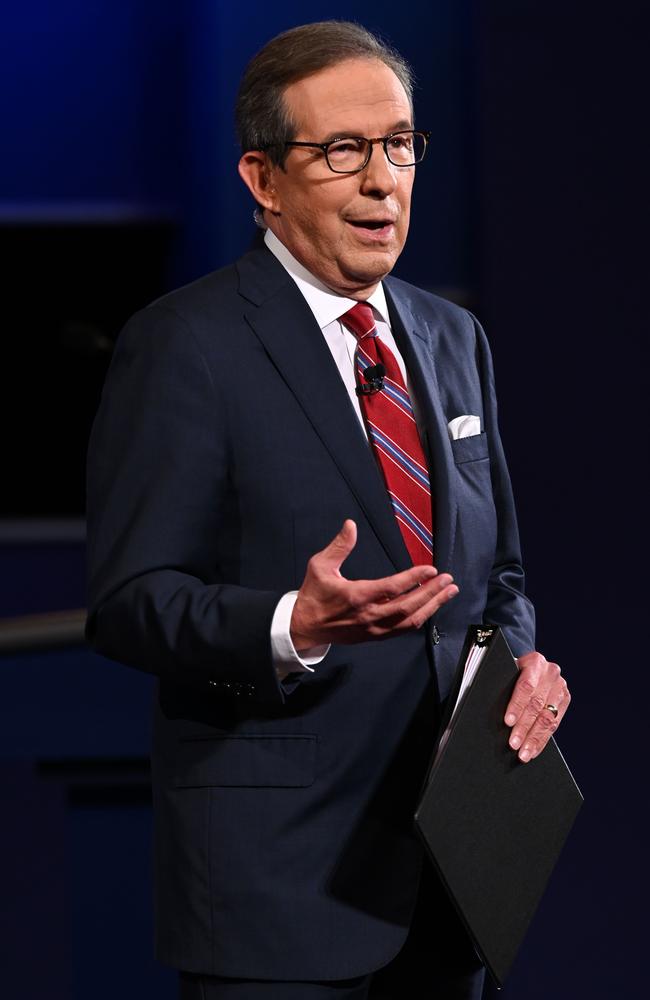 Fox News anchor Chris Wallace acted as the debate’s moderator. Picture: AFP