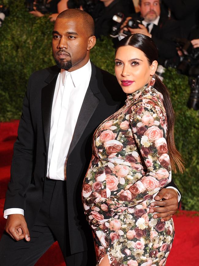 Kanye and a pregnant Kim in 2013. Picture: Getty Images