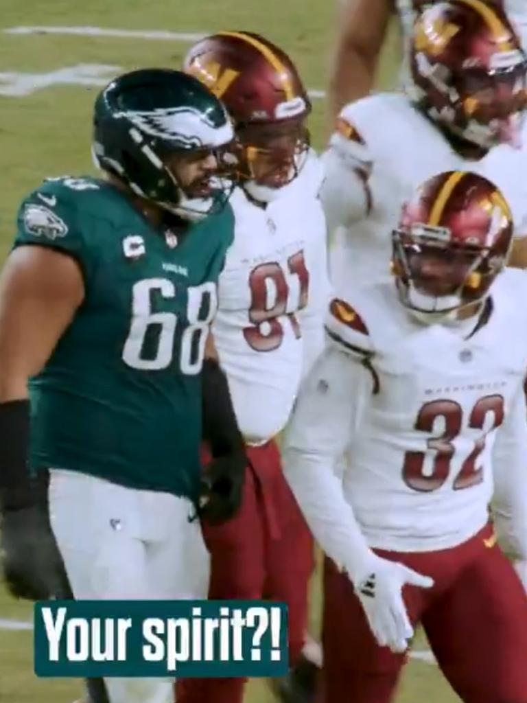 Jordan Mailata delivered some savage trash talk. Photo: X.