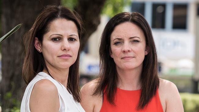 Lindsay Labor MP Emma Husar and domestic violence victim Angela Zena Hadchiti with her petition. 17th February 2017, Photo: Wolter Peeters, The Sydney Morning Herald.