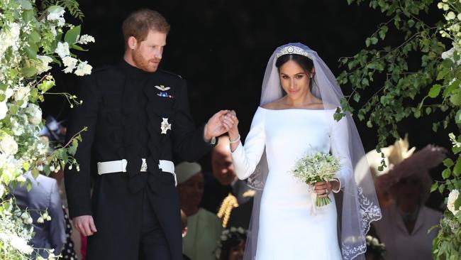 We should have known the trend was over the minute Meghan Markle walked down the aisle with Prince Harry. Picture: Jane Barlow/WPA/Getty