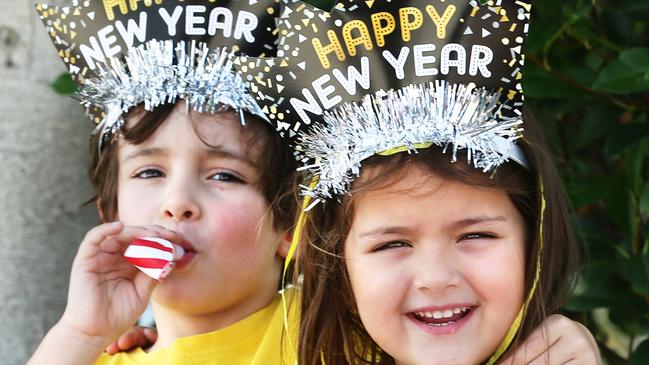 Alexander McKay, 4, and Georgina Neil, 5 will be getting ready for 2020 at Portside Wharf. Photo: Claudia Baxter