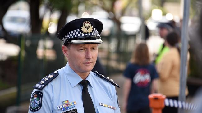 Chief Superintendent Mark Wheeler at the Queensland border with NSW at Griffith Street at Coolangatta after the border closed the NSW. Picture: NCA NewsWire / Steve Holland