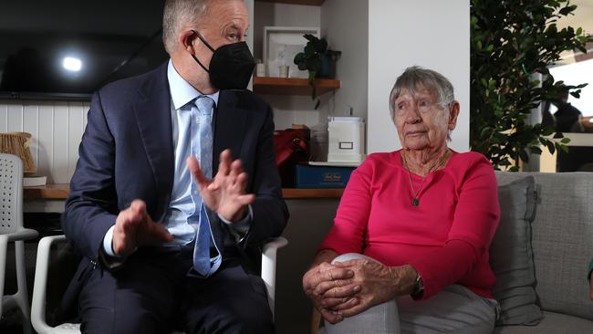 Anthony Albanese visits Symons House Retirement Village in Nowra  on day 10 of the federal election campaign.  Picture: Toby Zerna