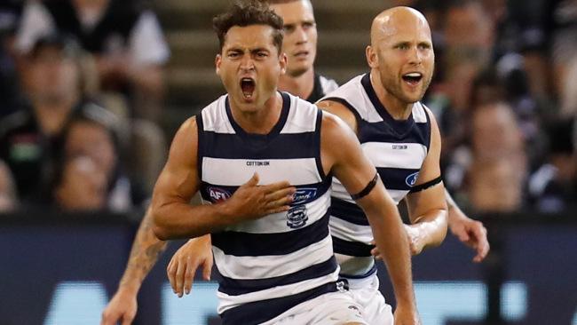 Luke Dahlhaus has fitted in well at the Cats. Picture: AAP Images