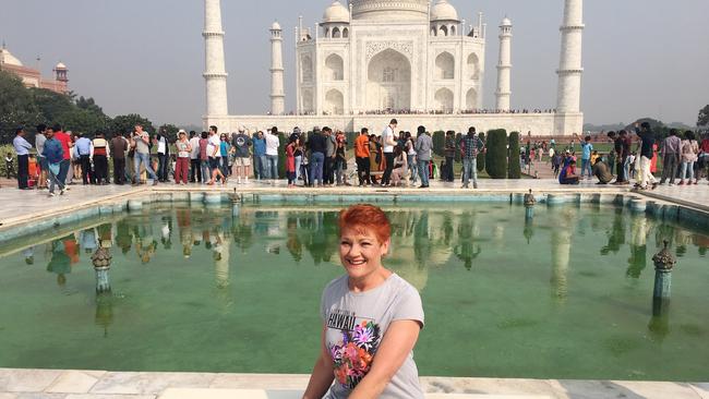 One Nation's Pauline Hanson at the Taj Mahal.