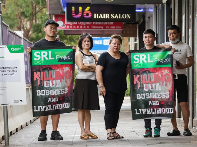 Unhappy Railway Parade North traders Brandon Li, Jenny Loh, Mila Metlenko, Michael Qi and Chris One. Picture: Ian Currie