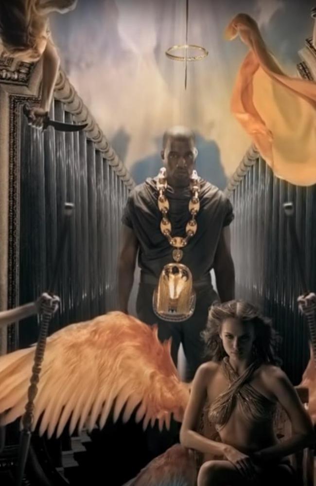 Kanye West and Irina Shayk in the music video for Power.