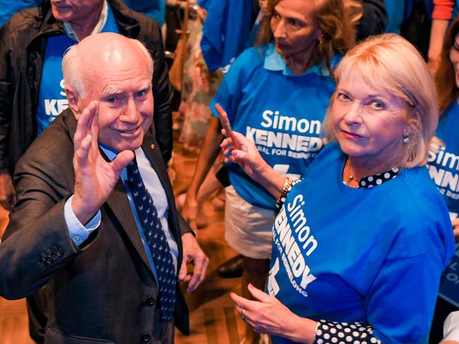 SYDNEY AUSTRALIA - NewsWire Photos, 23 APRIL, 2022: Former Australian Prime Minister John Howard making his campaign debut for the Liberal Bennelong candidate Simon Kennedy at Ryde Eastwood Leagues Club.Picture: NCA NewsWire / Simon Bullard