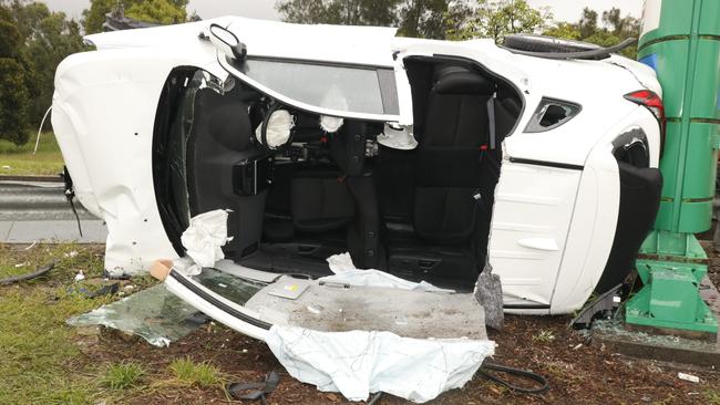 What remains of a car following a horror crash in Morayfield earlier this week. Picture: Queensland Police Service