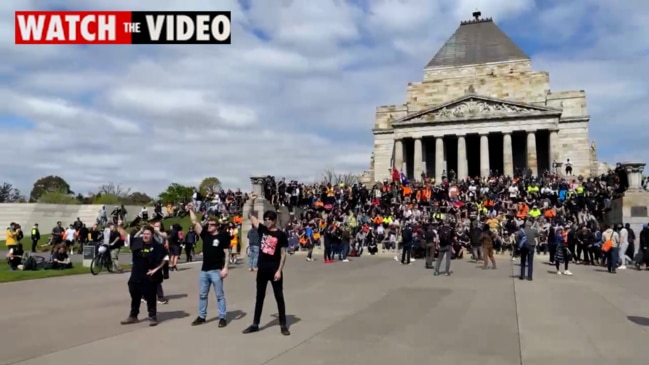 Protesters and construction workers take over the Shrine