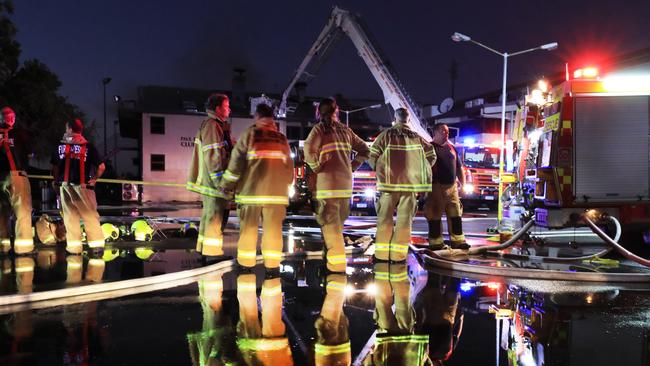 Fire crews worked into the evening to contain the blaze. Picture: Scott Powick.