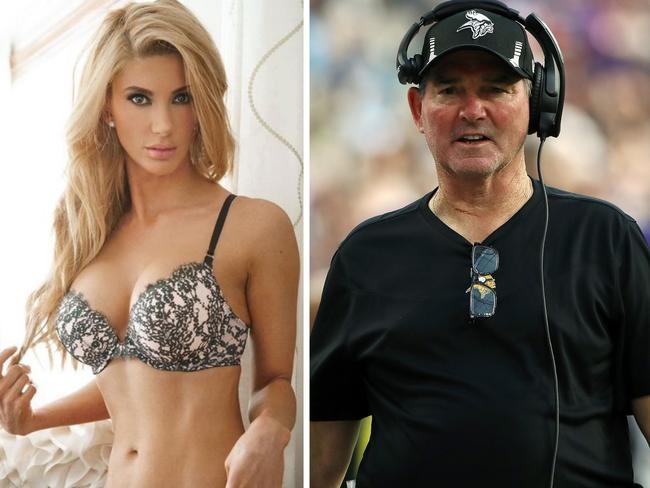 Maxim Australia cover medel Katarina Miketin is dating Vikings coach Mike Zimmer. Photo: Instagram and Getty Images