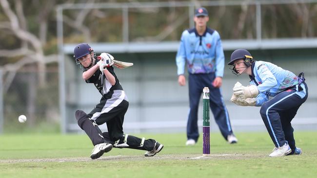 Oliver Nelson batting. Charlestown v Newcastle City, SG Moore Cup round one at Kahibah Oval. Picture: Sue Graham