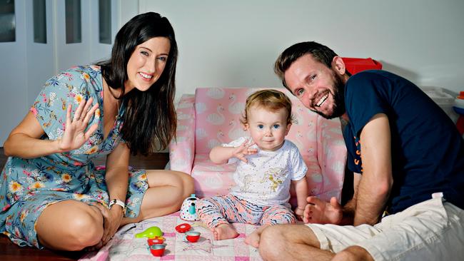 Parents Bethan and Jonathan McElwee with baby Aviana, aged 20 months, who has been diagnosed with Spinal Muscular Atrophy Type 1, and is currently receiving a new ground breaking treatment Picture: MICHAEL FRANCHI