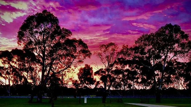 Beautiful colours over the footy field: Picture: Jodie Burton