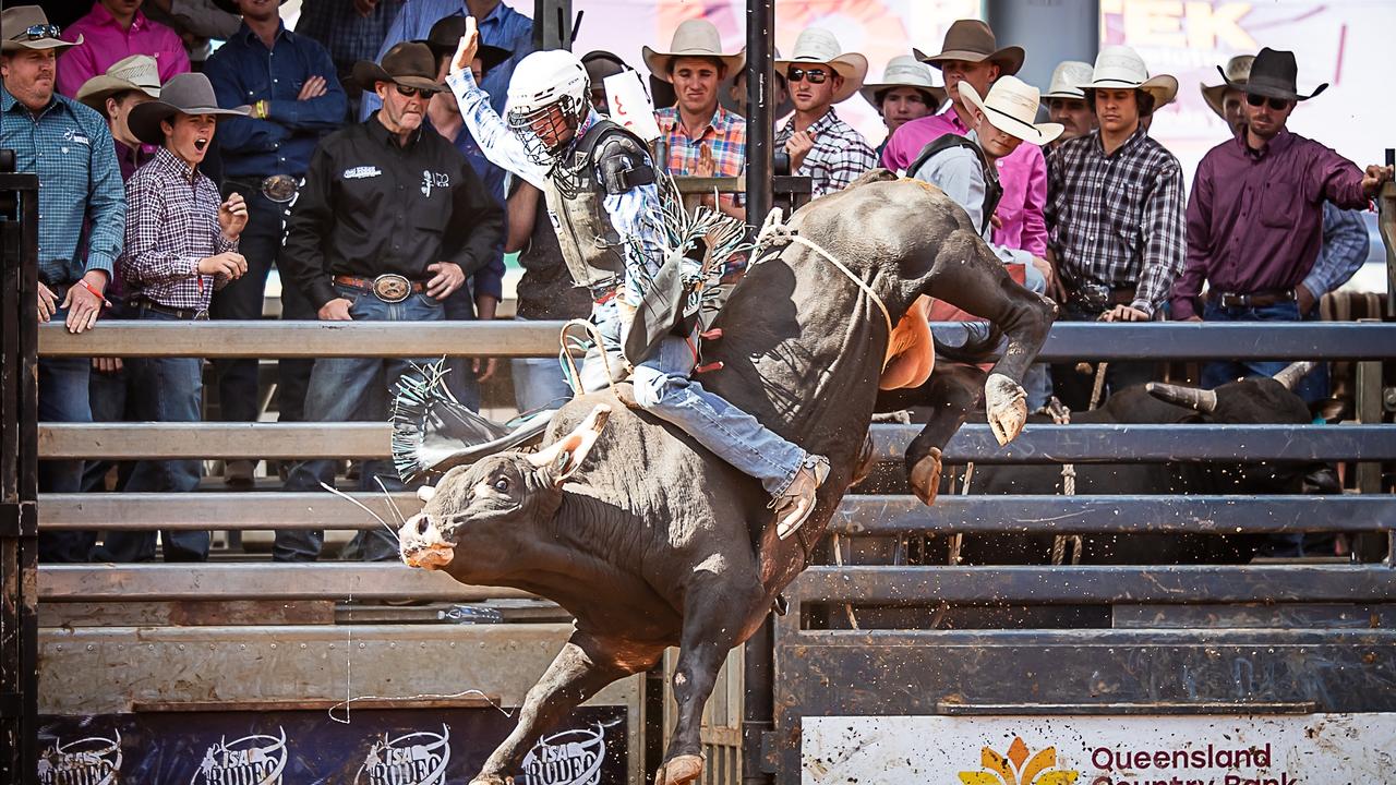 A bull rider at the 2024 Mount Isa Rodeo. Picture: Supplied