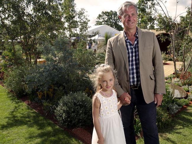 Green-fingered ... Australian gardener Jim Fogarty and his daughter Lilly, 6. Picture: Ella Pellegrini