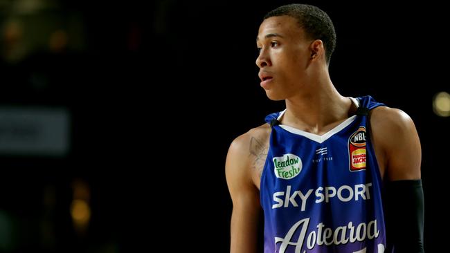 RJ Hampton of the Breakers during the Round 8 NBL match between the Adelaide 36ers and New Zealand Breakers at Adelaide Entertainment Centre. Picture: AAP Image/Kelly Barnes.