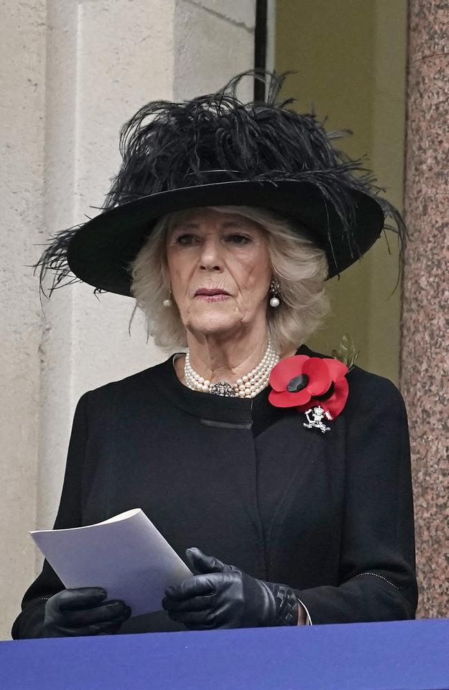 Camilla, Duchess of Cornwall attends the annual National Service of Remembrance at the Cenotaph in Whitehall. Picture: Aaron Chown/Getty Images