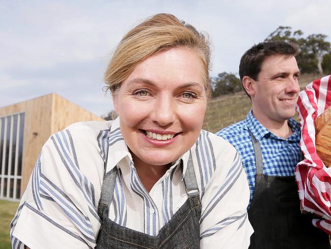 Owners Melanie and Daniel Leesong with farm made chocolate and hazelnut praline and freshly baked bread. The $7 million Coal River Farm officially opens today.