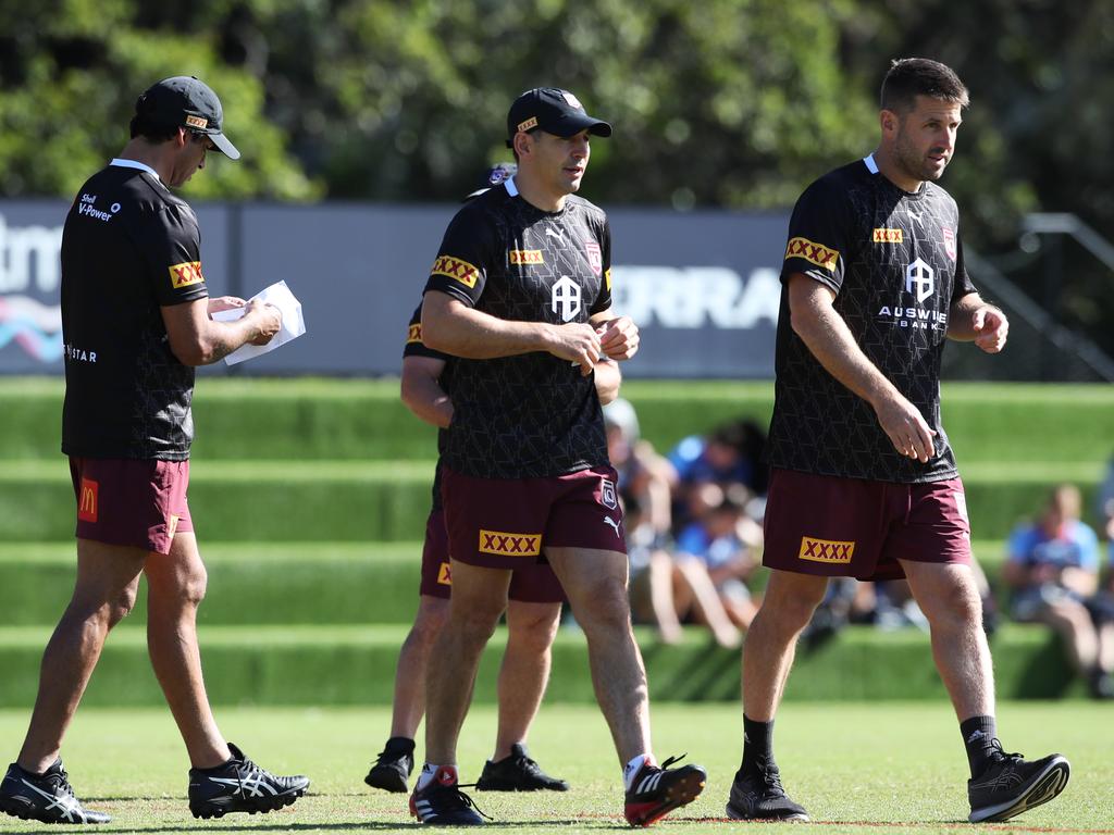 Queensland coach Billy Slater (C) relied heavily on Josh Hannay (R) leading in to Origin I. Picture: Zak Simmonds