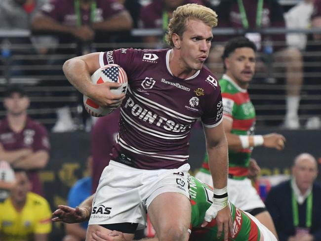 Ben Trbojevic impressed for Manly in their Round One Vegas clash against the Rabbitohs. Picture: NRL Imagery