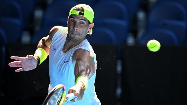 Nadal isn’t happy with the new balls being used. Picture: WILLIAM WEST / AFP