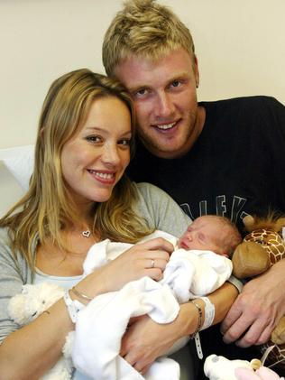 flintoff rachael freddie children arms stunning celebrity wife his after holly cricket andrew daughter 2004 england star their