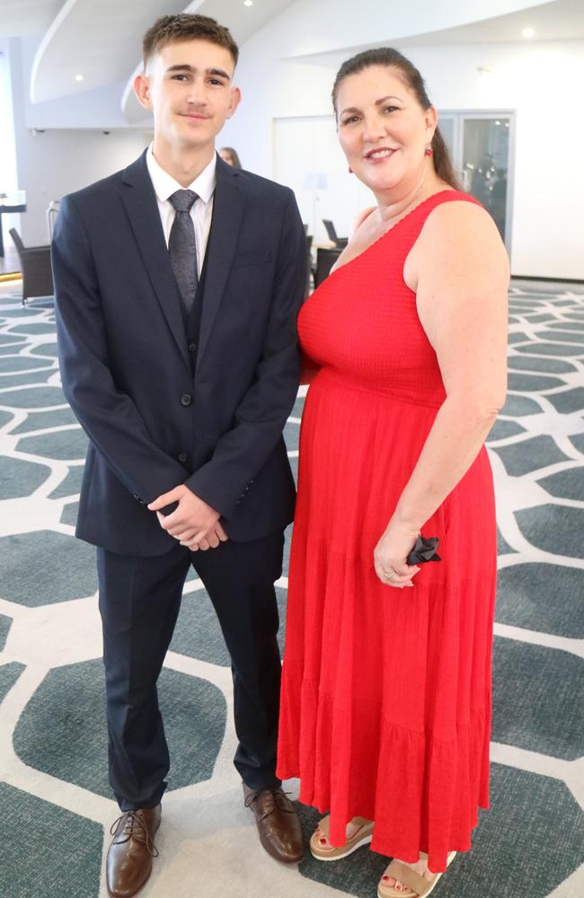 Mitchell and Trina Sims at the Australian Industry Trade College 2024 formal at the Maroochy RSL.