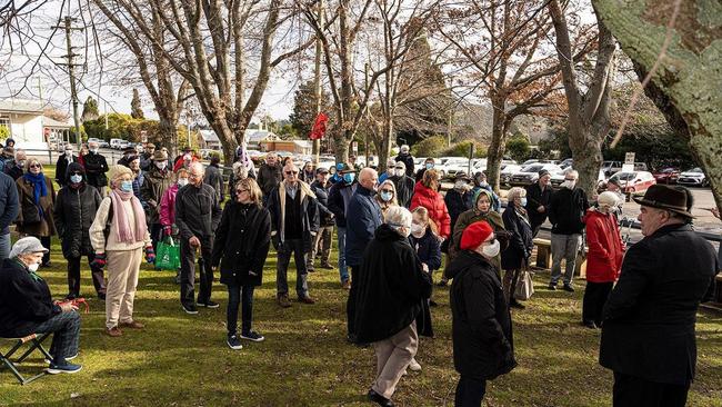 Members and supporters of the Friends of Bowral rally against Station St development. Picture: Peter Edwards