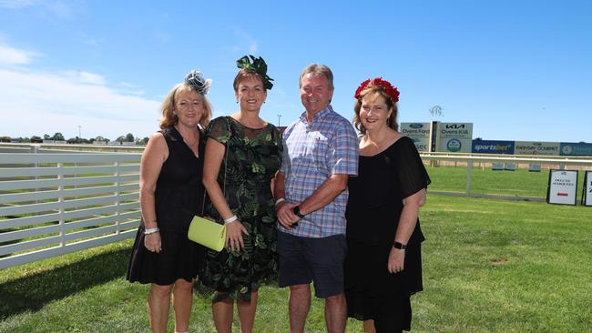 MELBOURNE, AUSTRALIA - MARCH 2 2024 Lisa Kerangh, Michelle Grenness, Brendon Essex and Ros Burton Attend the Wangaratta Cup Picture: Brendan Beckett