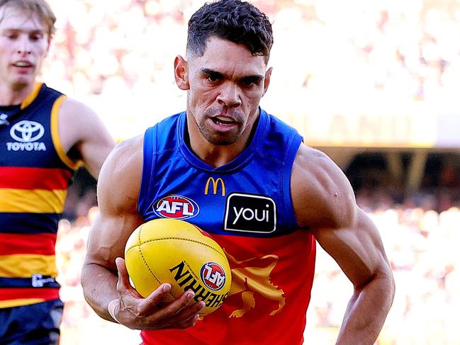 ADELAIDE, AUSTRALIA - MAY 12: Charlie Cameron of the Lions during the 2024 AFL Round 09 match between the Adelaide Crows and the Brisbane Lions at Adelaide Oval on May 12, 2024 in Adelaide, Australia. (Photo by Sarah Reed/AFL Photos via Getty Images)