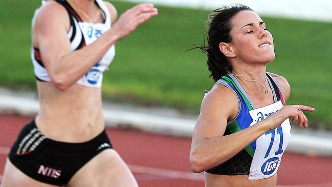 Briggs Memorial Classic meet at the Domain Athletics Centre in Hobart, winner of the women's 100 metre race, Laura Whaler from New South Wales