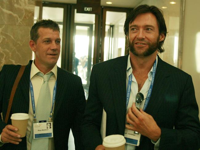 Rhys Muldoon with Hollywood star Hugh Jackman. Picture: Gary Ramage.