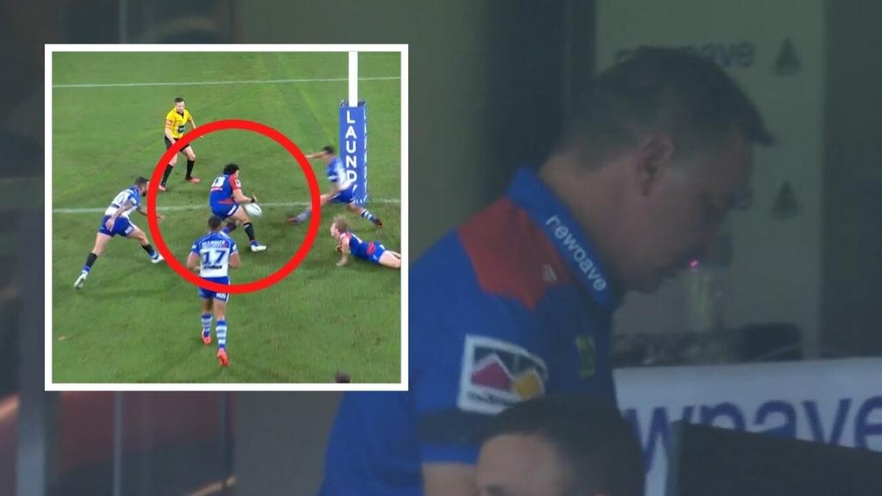 Newcastle Knights coach Adam O'Brien storms out.