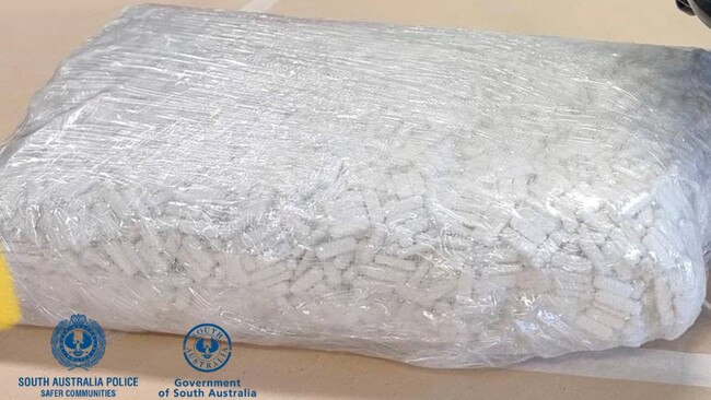 Police seized approximately 10,000 white tablets labelled ‘Xanax’ but believed to be counterfeit. Picture: Supplied