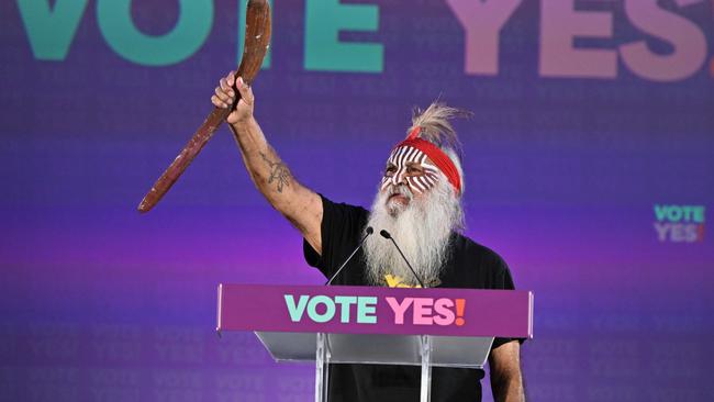 Major "Moogy" Sumner performs Welcome to Country at the Yes23 Campaign Launch in Elizabeth in August. Picture: NCA NewsWire/Brenton Edwards