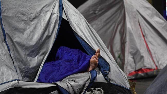 The sprawling homeless camp in Martin Place in Sydney's Central Business District. Picture: AAP
