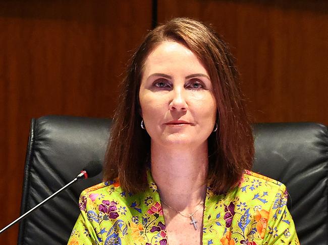 Cairns Regional Council Mayor Amy Eden chairs an ordinary meeting at the council chambers. Picture: Brendan Radke