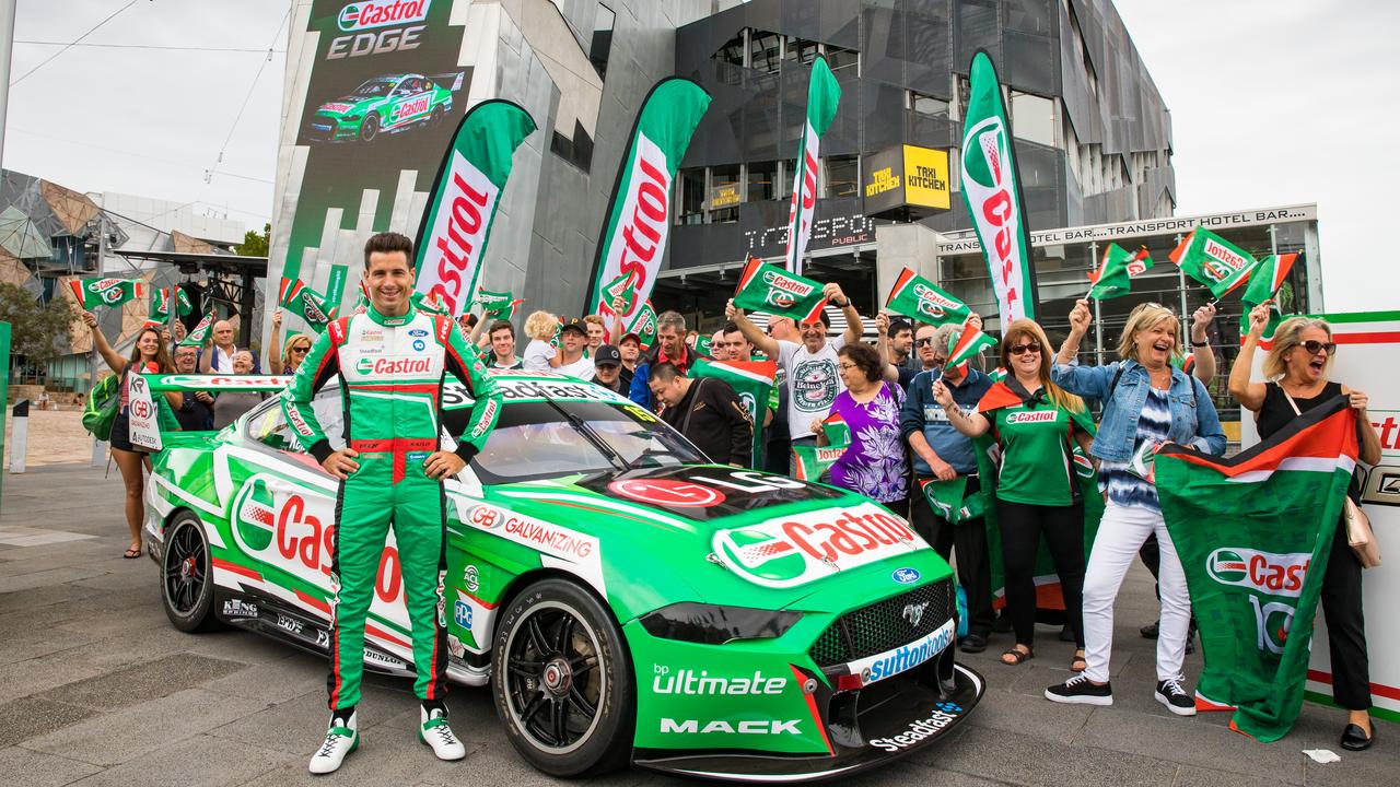 Rick Kelly at the Castrol Mustang's reveal at Federation Square this week.